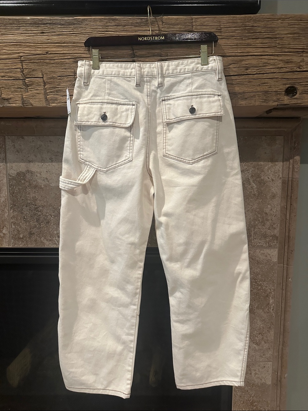 NWT. GAP Women's Cargo Barrel Jeans - Cream - Picture 6 of 8